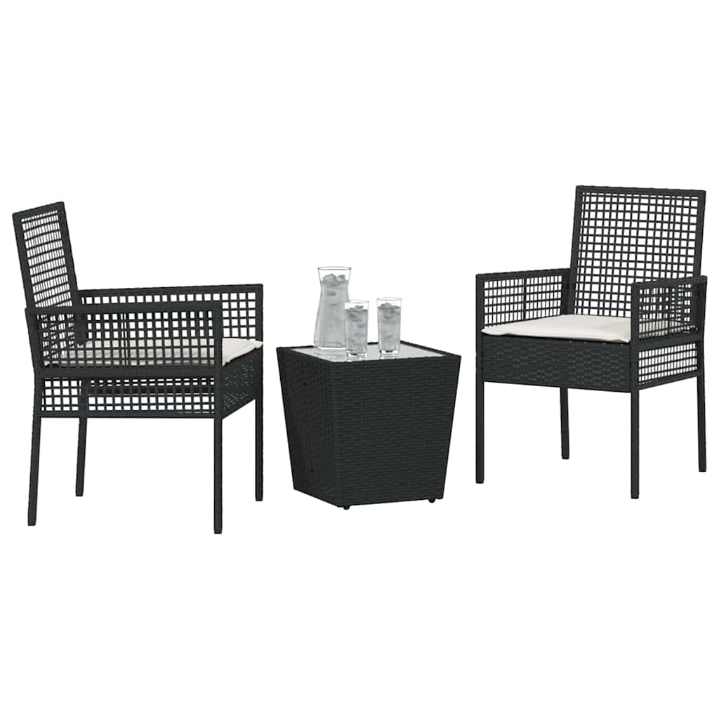 vidaXL Zestaw Bistro Ogrodowego 3 szt. Czarny polirattan