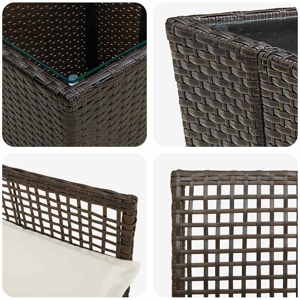 vidaXL Zestaw Bistro Ogrodowego 3 pcs Brązowy polirattan