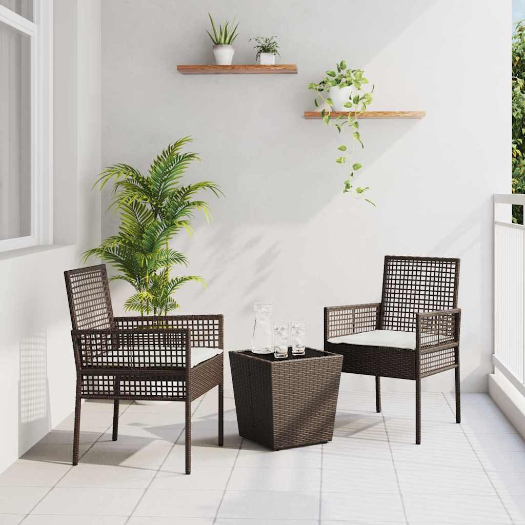vidaXL Zestaw Bistro Ogrodowego 3 pcs Brązowy polirattan