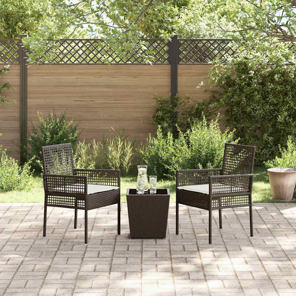 vidaXL Zestaw Bistro Ogrodowego 3 pcs Brązowy polirattan