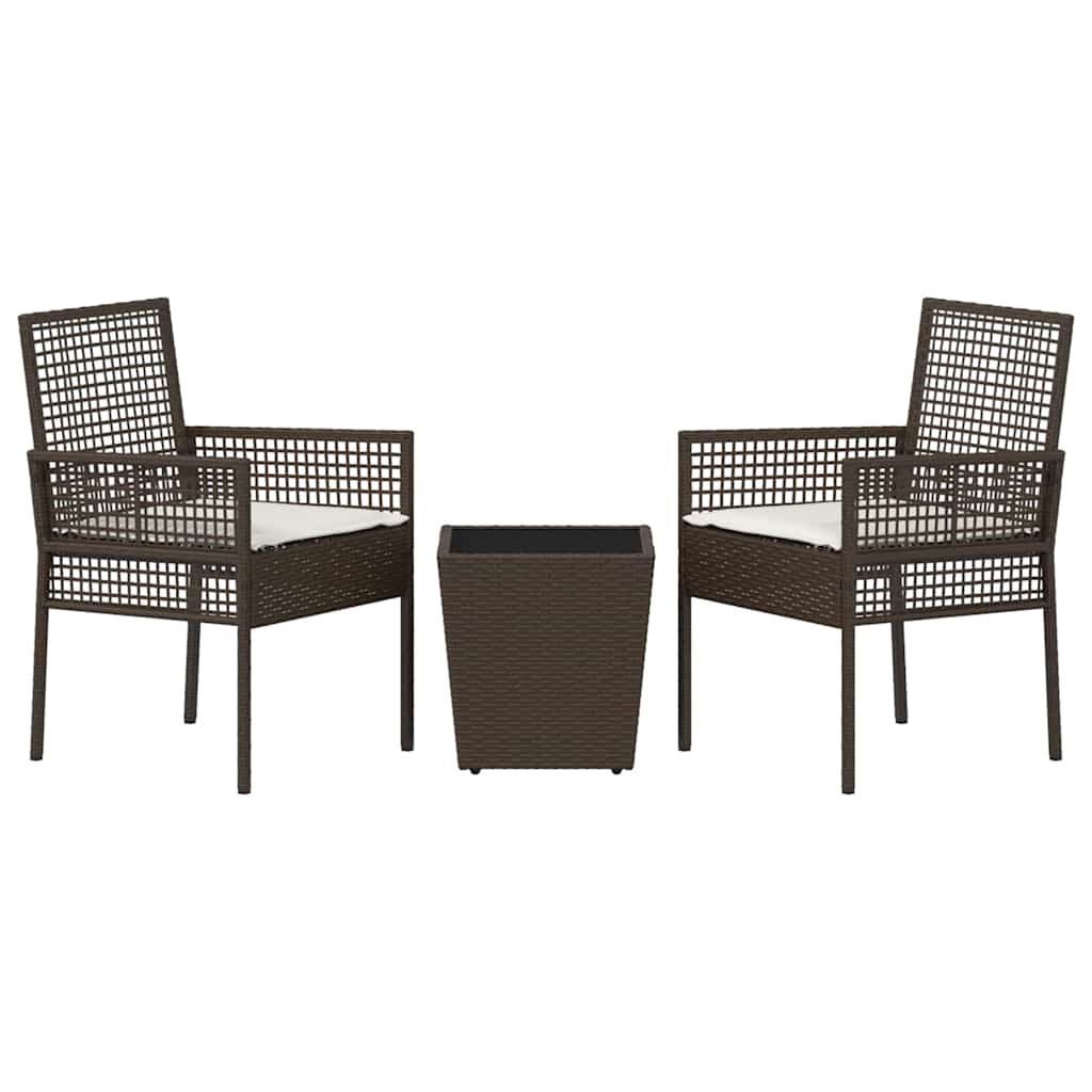 vidaXL Zestaw Bistro Ogrodowego 3 pcs Brązowy polirattan