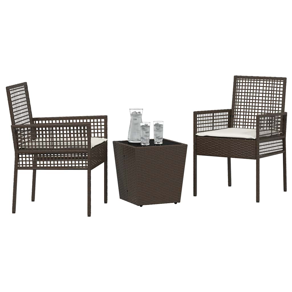 vidaXL Zestaw Bistro Ogrodowego 3 pcs Brązowy polirattan