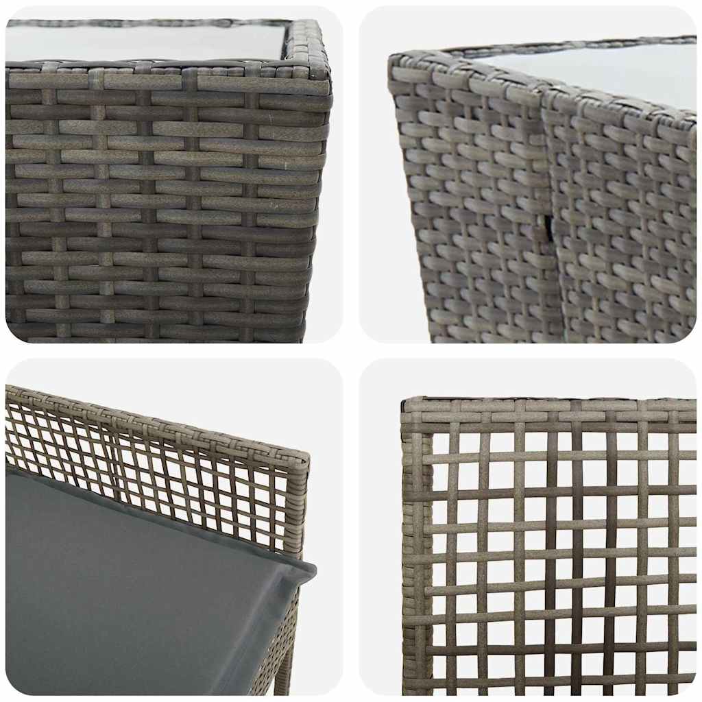 vidaXL Zestaw Bistro Ogrodowego 3 pcs Szary polirattan