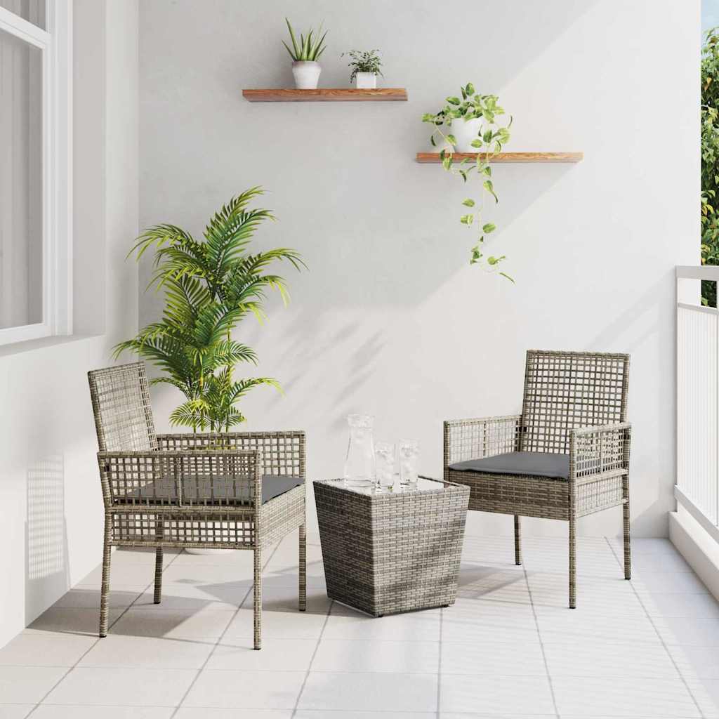 vidaXL Zestaw Bistro Ogrodowego 3 pcs Szary polirattan