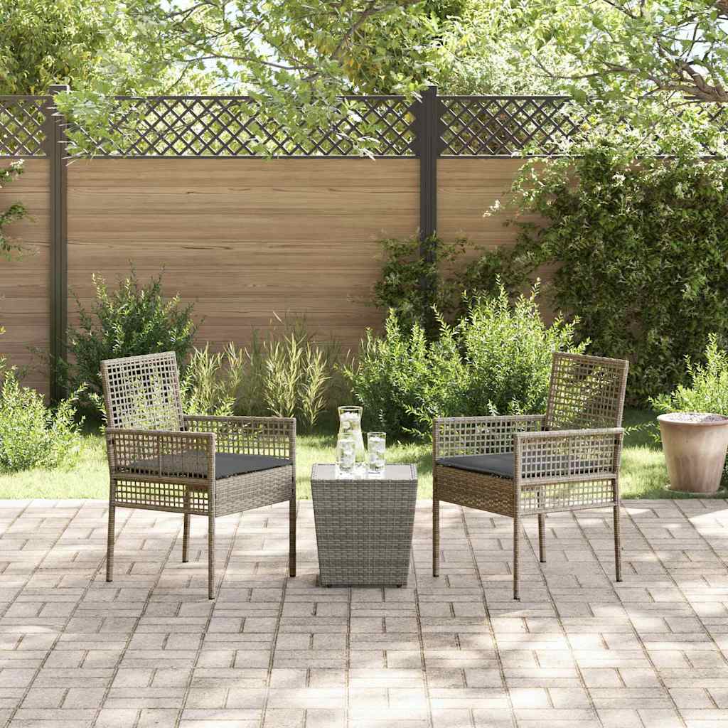 vidaXL Zestaw Bistro Ogrodowego 3 pcs Szary polirattan