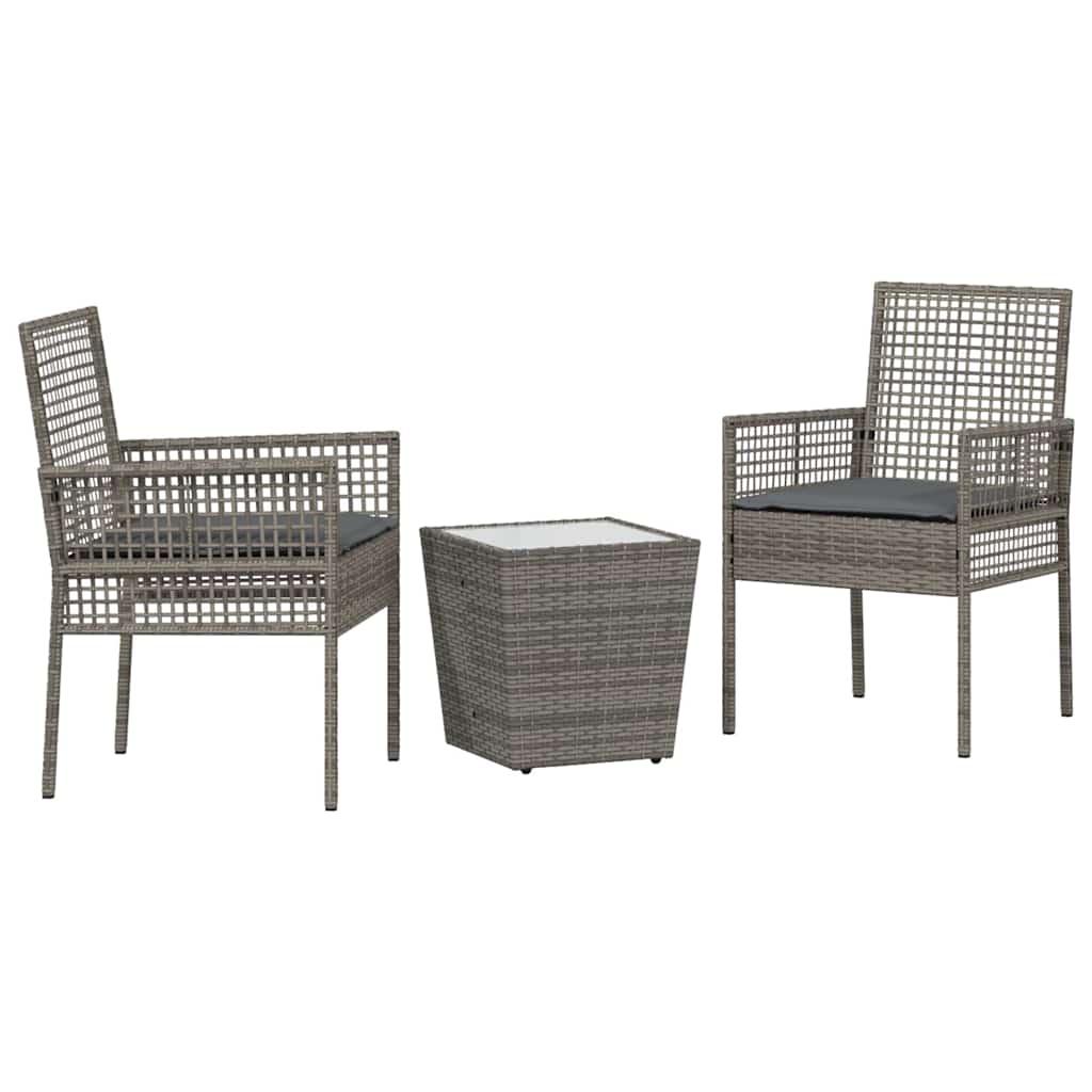 vidaXL Zestaw Bistro Ogrodowego 3 pcs Szary polirattan