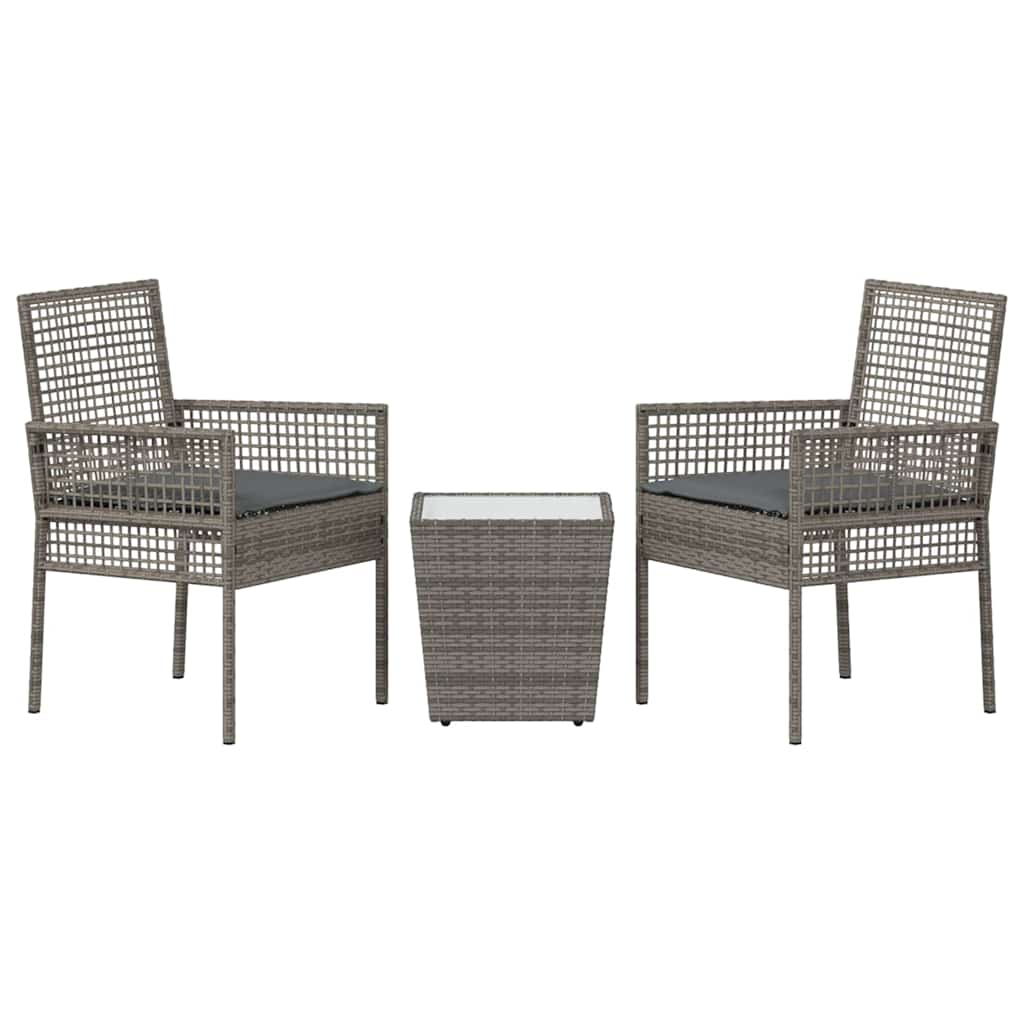 vidaXL Zestaw Bistro Ogrodowego 3 pcs Szary polirattan