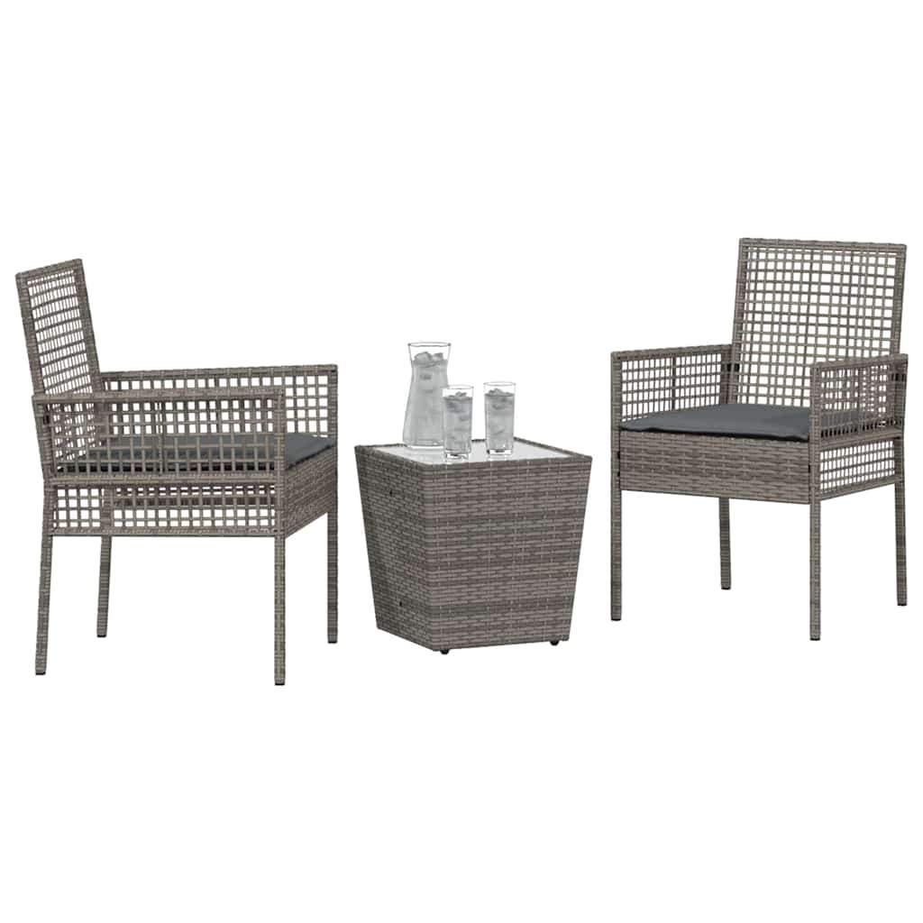 vidaXL Zestaw Bistro Ogrodowego 3 pcs Szary polirattan