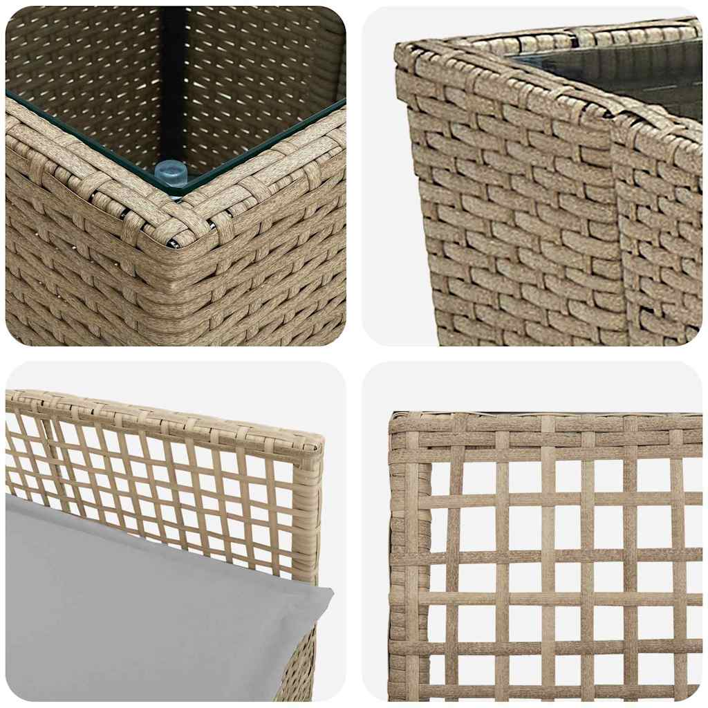 vidaXL Zestaw Bistro Ogrodowego 3 pcs Beżowy polirattan