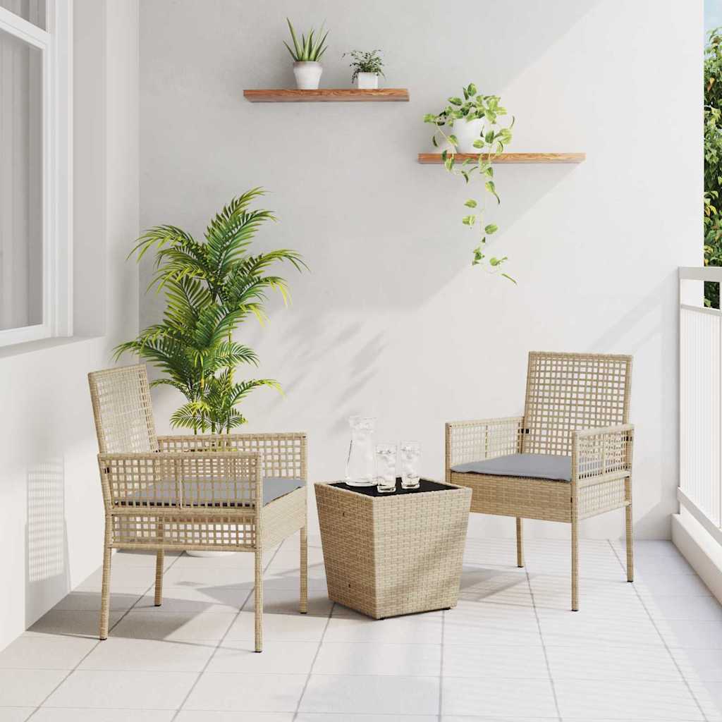 vidaXL Zestaw Bistro Ogrodowego 3 pcs Beżowy polirattan