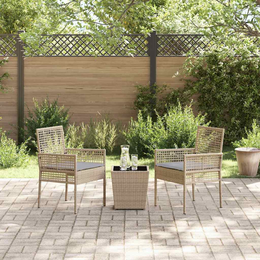 vidaXL Zestaw Bistro Ogrodowego 3 pcs Beżowy polirattan