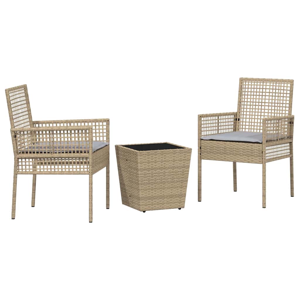 vidaXL Zestaw Bistro Ogrodowego 3 pcs Beżowy polirattan