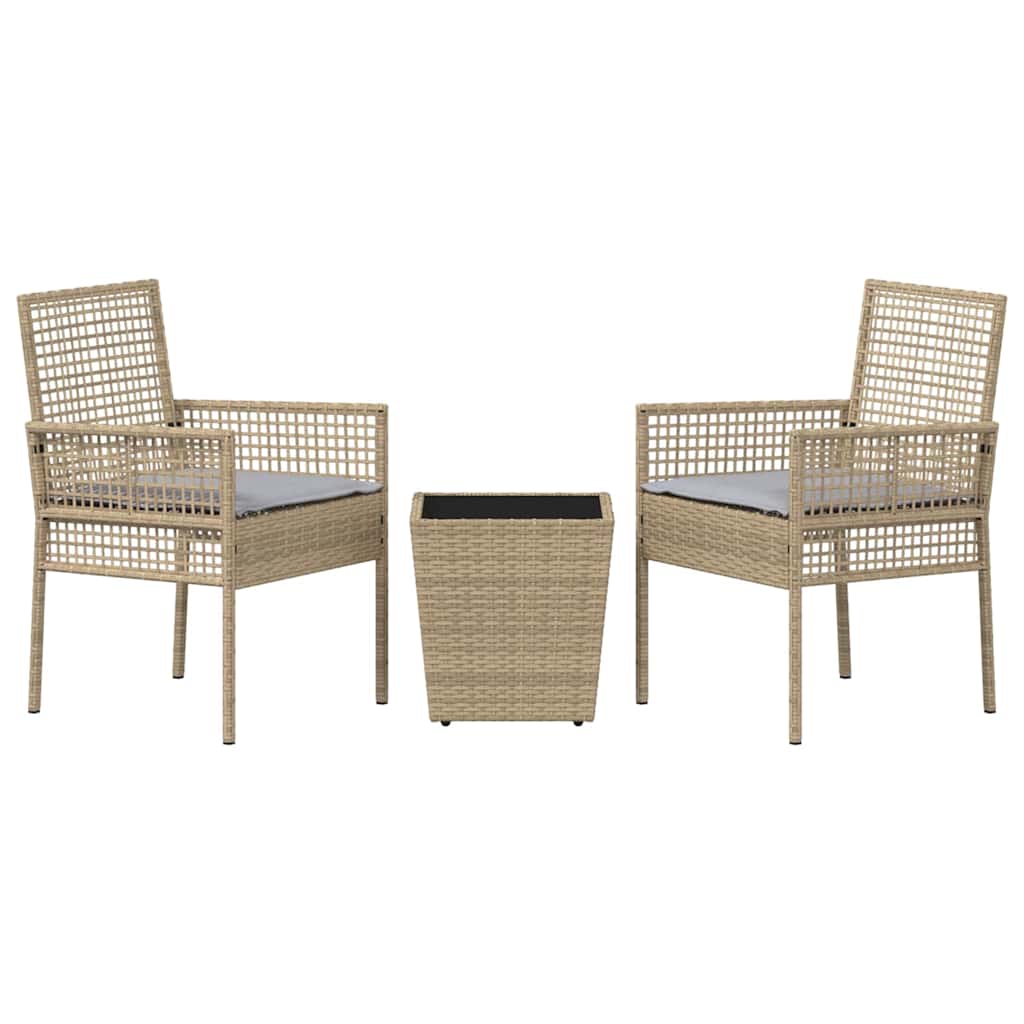 vidaXL Zestaw Bistro Ogrodowego 3 pcs Beżowy polirattan