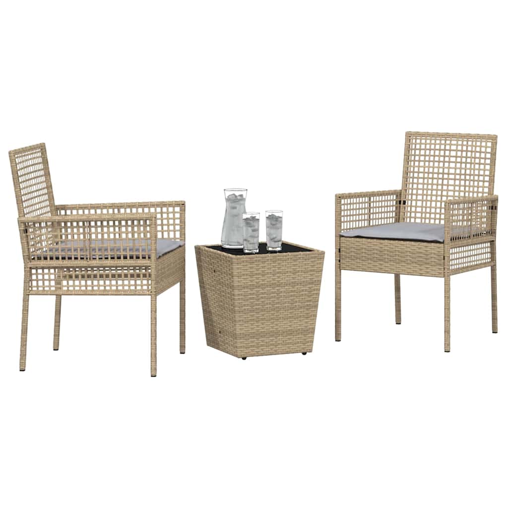 vidaXL Zestaw Bistro Ogrodowego 3 pcs Beżowy polirattan
