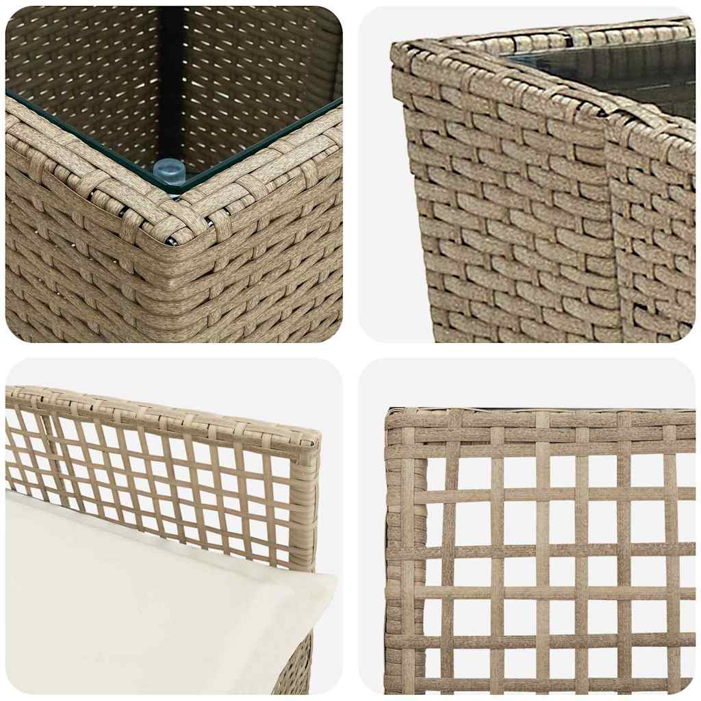 vidaXL Zestaw Bistro Ogrodowego 3 pcs Beżowy polirattan