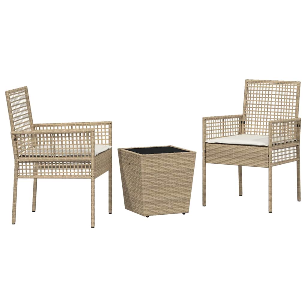vidaXL Zestaw Bistro Ogrodowego 3 pcs Beżowy polirattan