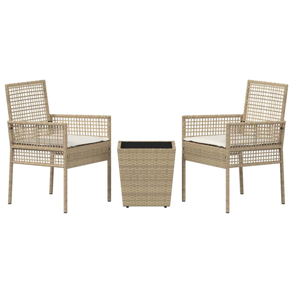 vidaXL Zestaw Bistro Ogrodowego 3 pcs Beżowy polirattan