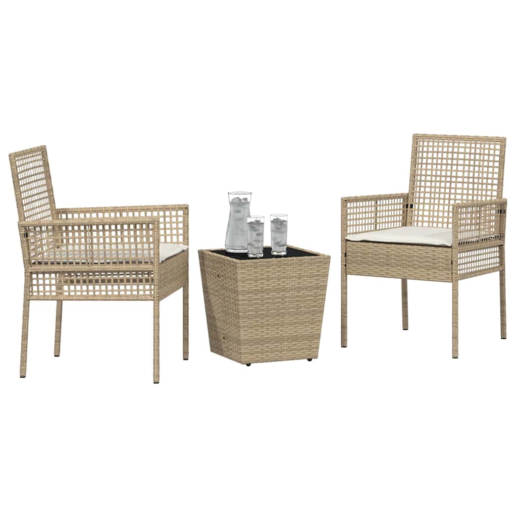 vidaXL Zestaw Bistro Ogrodowego 3 pcs Beżowy polirattan