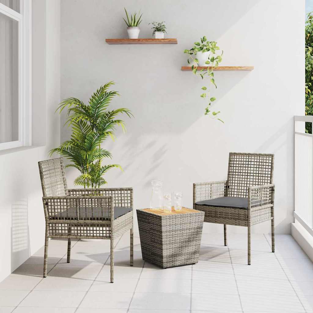 vidaXL Zestaw Bistro Ogrodowego 3 pcs Szary polirattan