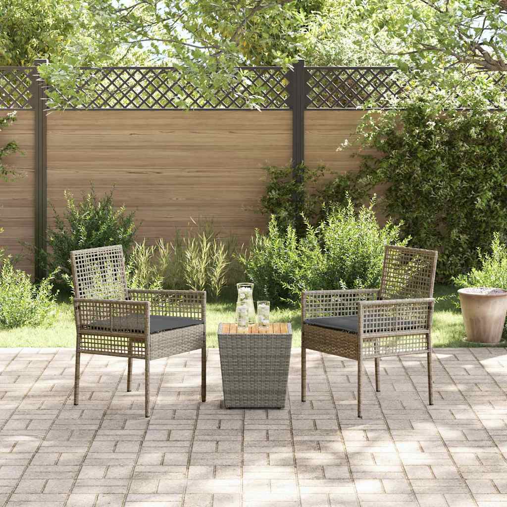 vidaXL Zestaw Bistro Ogrodowego 3 pcs Szary polirattan