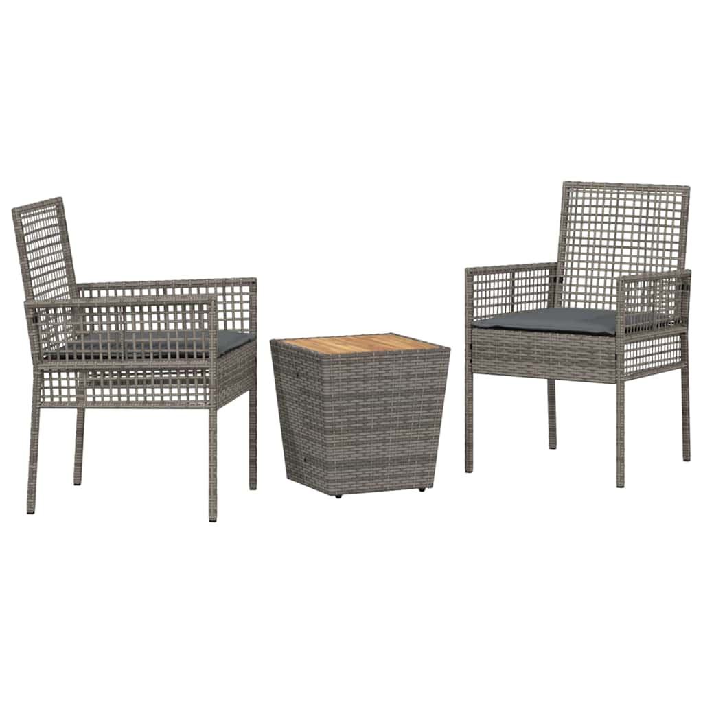 vidaXL Zestaw Bistro Ogrodowego 3 pcs Szary polirattan