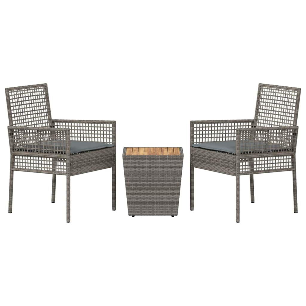vidaXL Zestaw Bistro Ogrodowego 3 pcs Szary polirattan