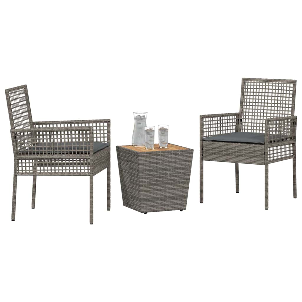 vidaXL Zestaw Bistro Ogrodowego 3 pcs Szary polirattan
