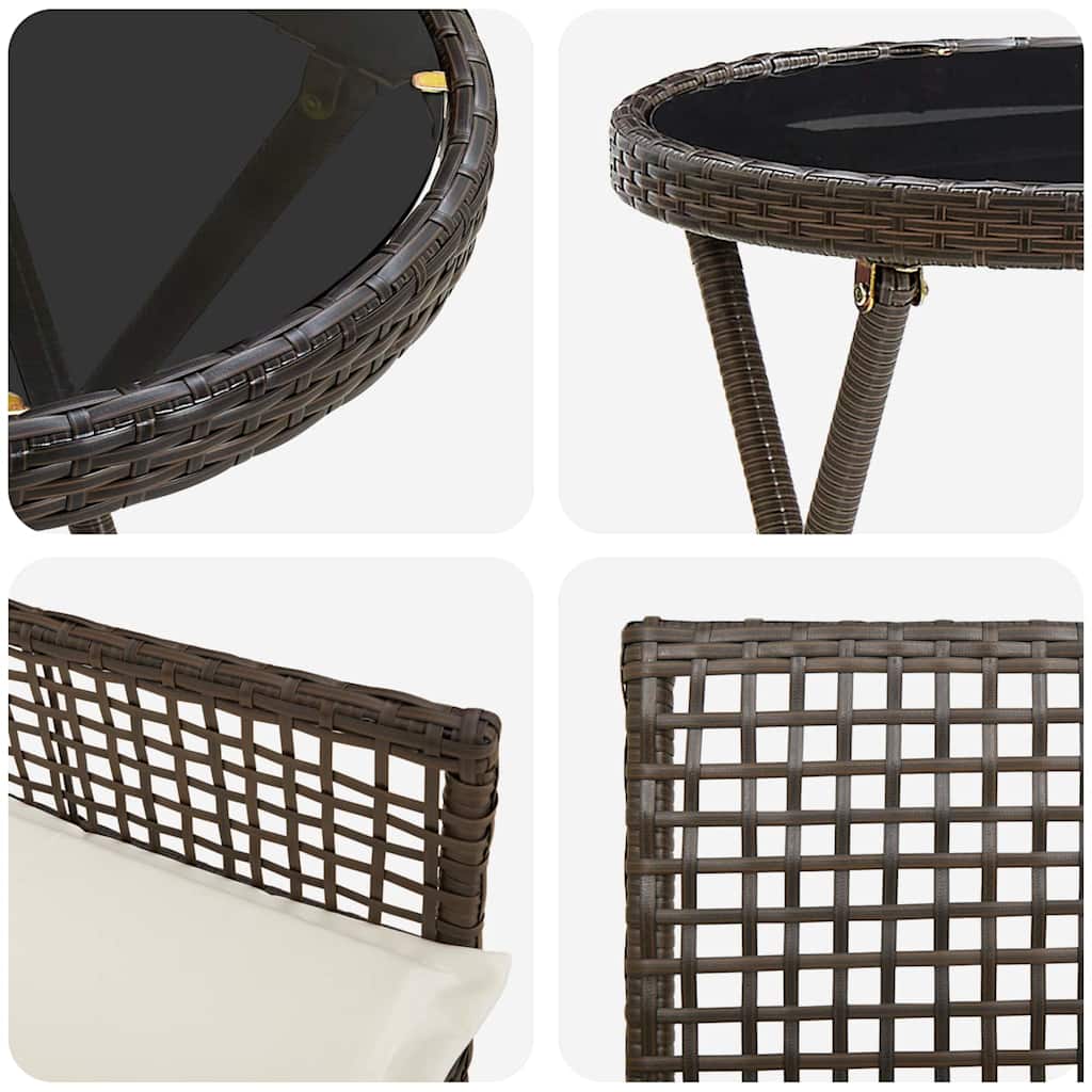 vidaXL Zestaw Bistro Ogrodowego 3 pcs Brązowy polirattan