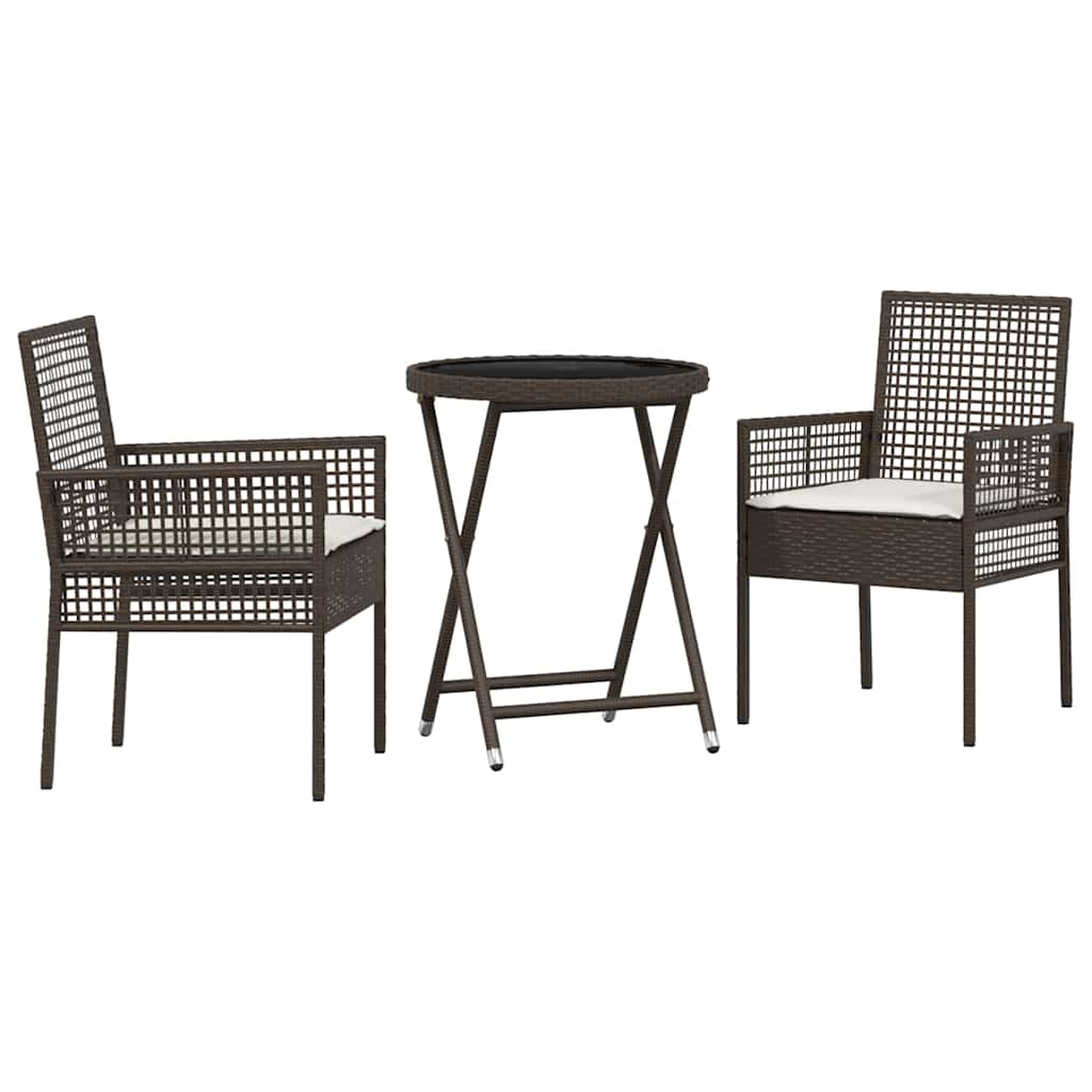 vidaXL Zestaw Bistro Ogrodowego 3 pcs Brązowy polirattan