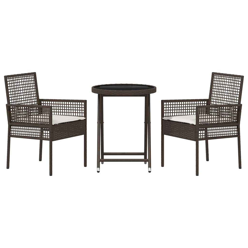 vidaXL Zestaw Bistro Ogrodowego 3 pcs Brązowy polirattan