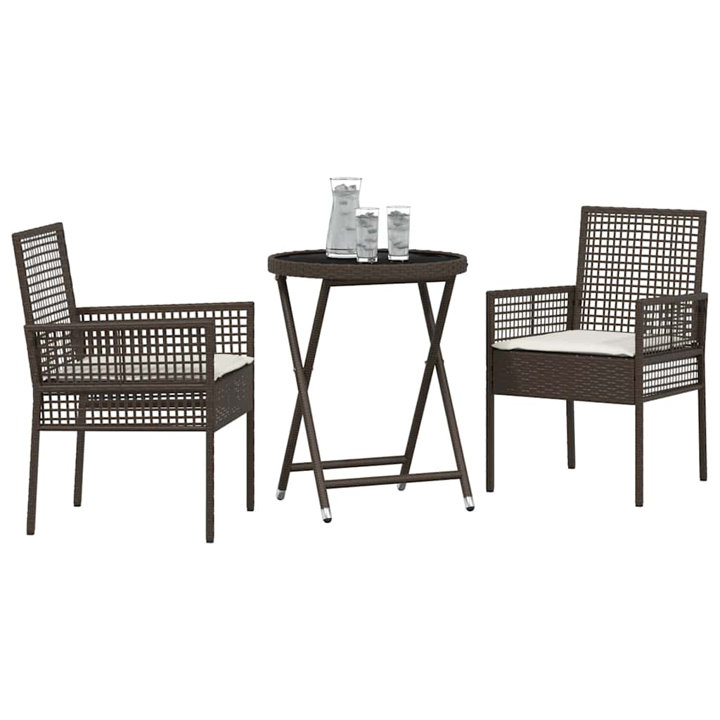 vidaXL Zestaw Bistro Ogrodowego 3 pcs Brązowy polirattan