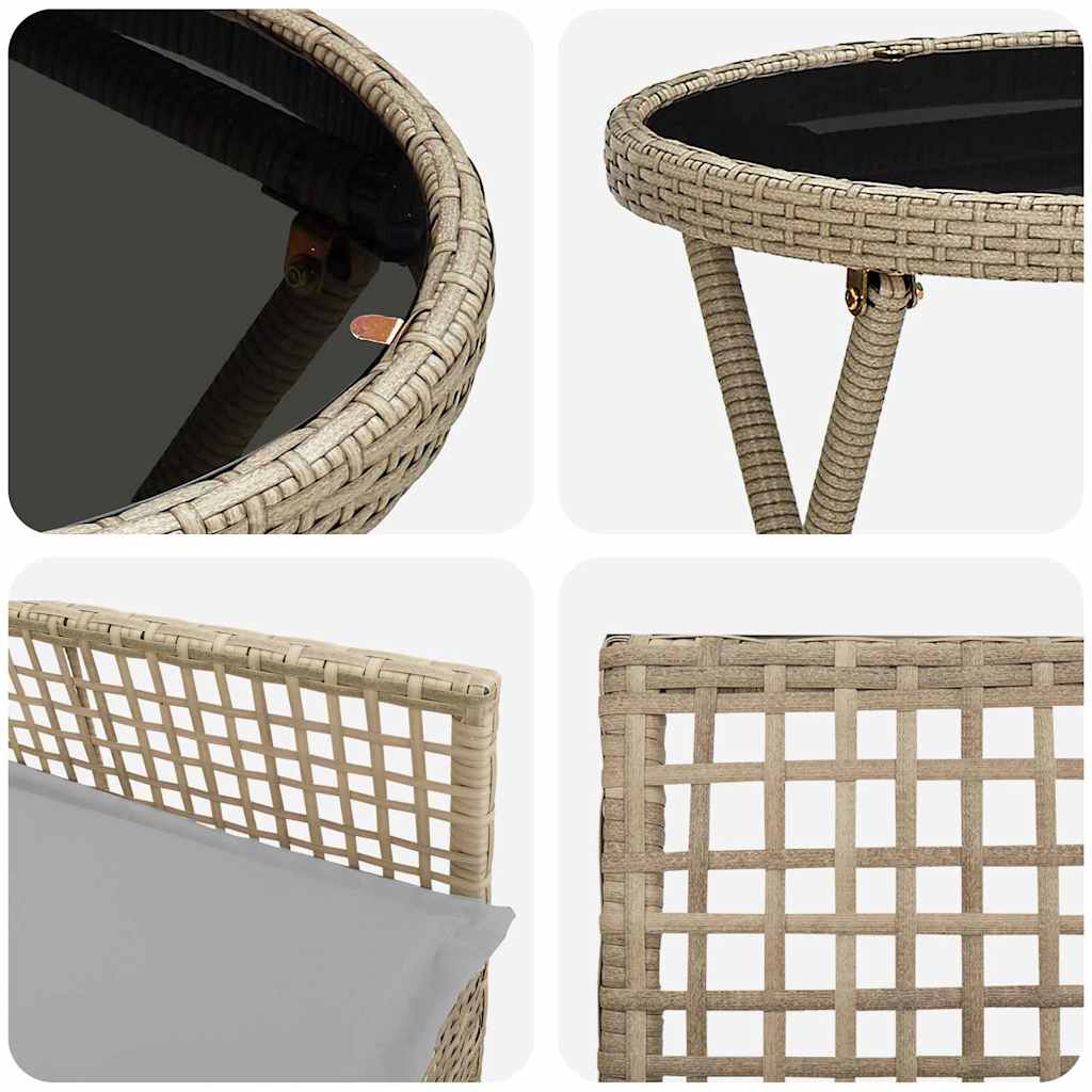 vidaXL Zestaw Bistro Ogrodowego 3 pcs Beżowy polirattan