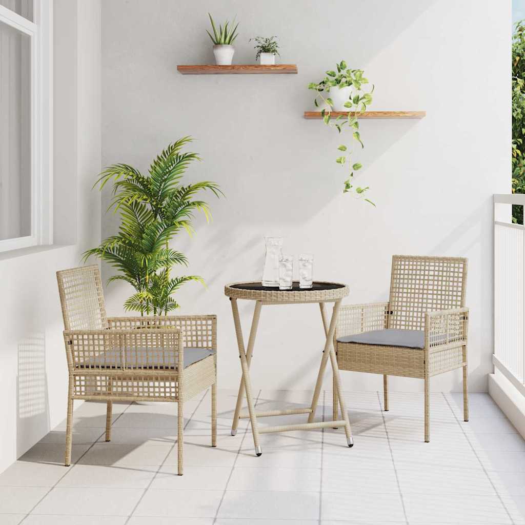 vidaXL Zestaw Bistro Ogrodowego 3 pcs Beżowy polirattan