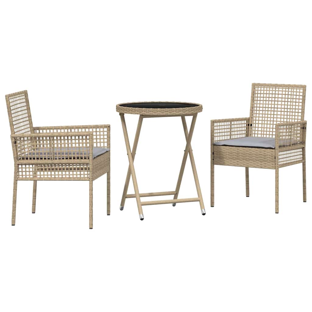 vidaXL Zestaw Bistro Ogrodowego 3 pcs Beżowy polirattan