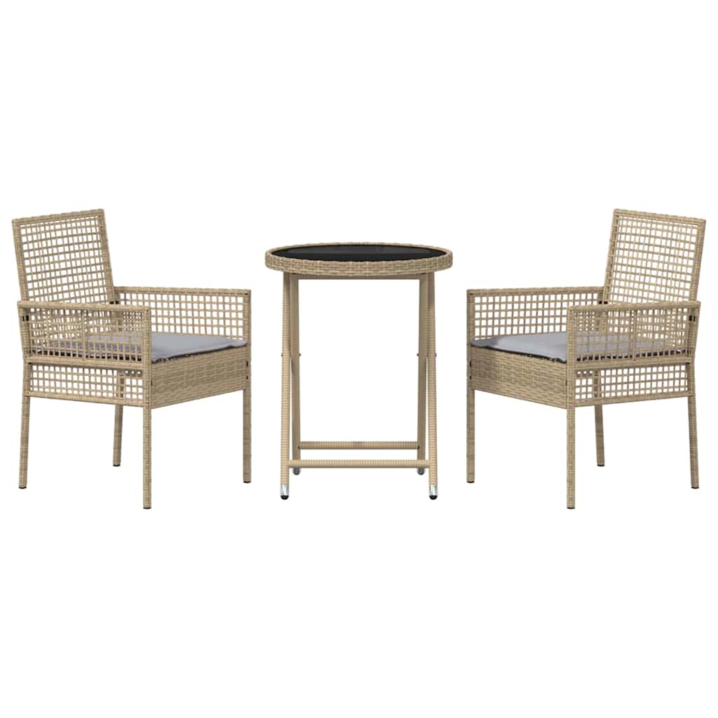 vidaXL Zestaw Bistro Ogrodowego 3 pcs Beżowy polirattan
