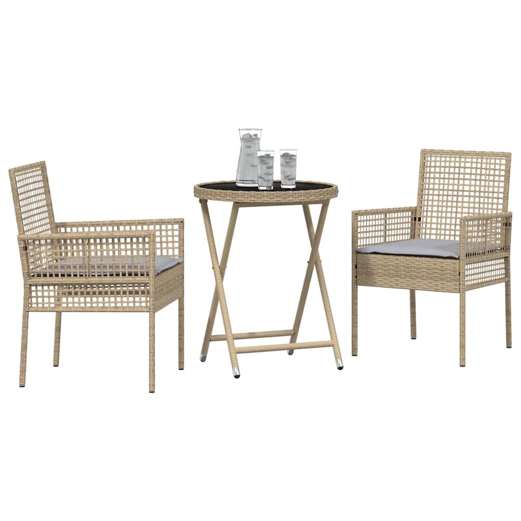 vidaXL Zestaw Bistro Ogrodowego 3 pcs Beżowy polirattan