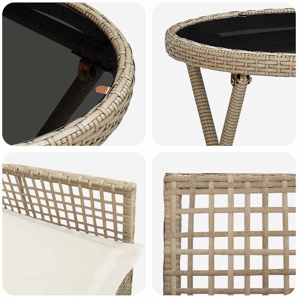 vidaXL Zestaw Bistro Ogrodowego 3 pcs Beżowy polirattan