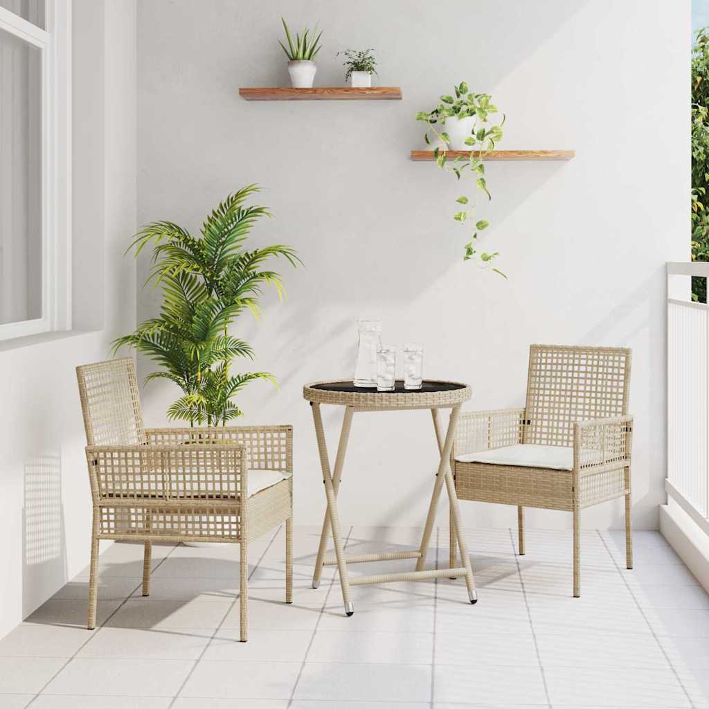 vidaXL Zestaw Bistro Ogrodowego 3 pcs Beżowy polirattan