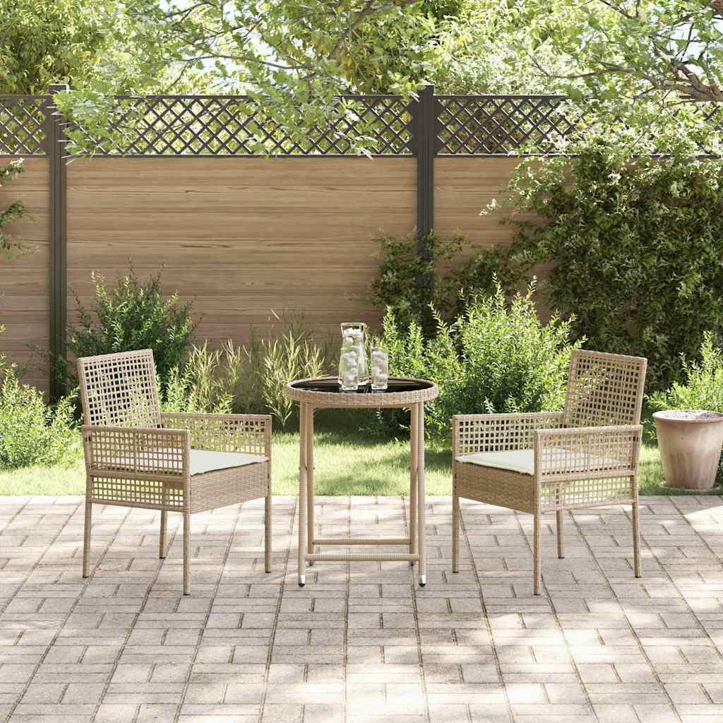 vidaXL Zestaw Bistro Ogrodowego 3 pcs Beżowy polirattan