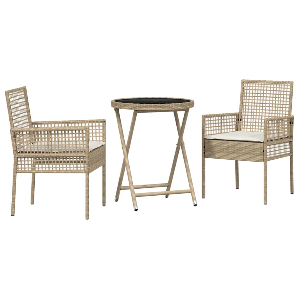 vidaXL Zestaw Bistro Ogrodowego 3 pcs Beżowy polirattan