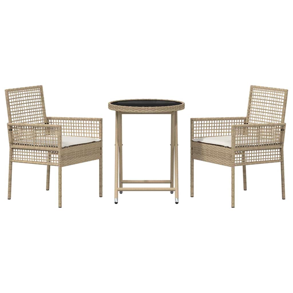 vidaXL Zestaw Bistro Ogrodowego 3 pcs Beżowy polirattan