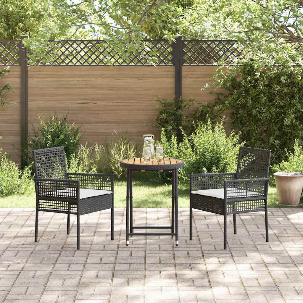 vidaXL Zestaw Bistro Ogrodowego 3 pcs Czarny polirattan