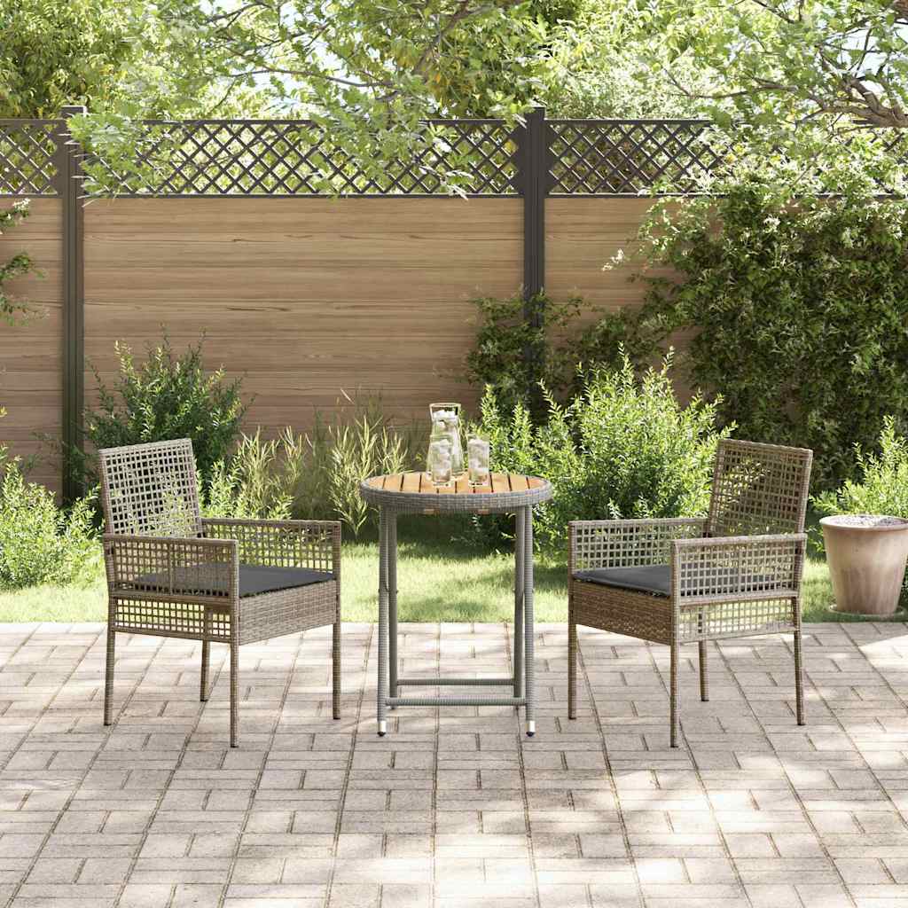 vidaXL Zestaw Bistro Ogrodowego 3 pcs Szary polirattan
