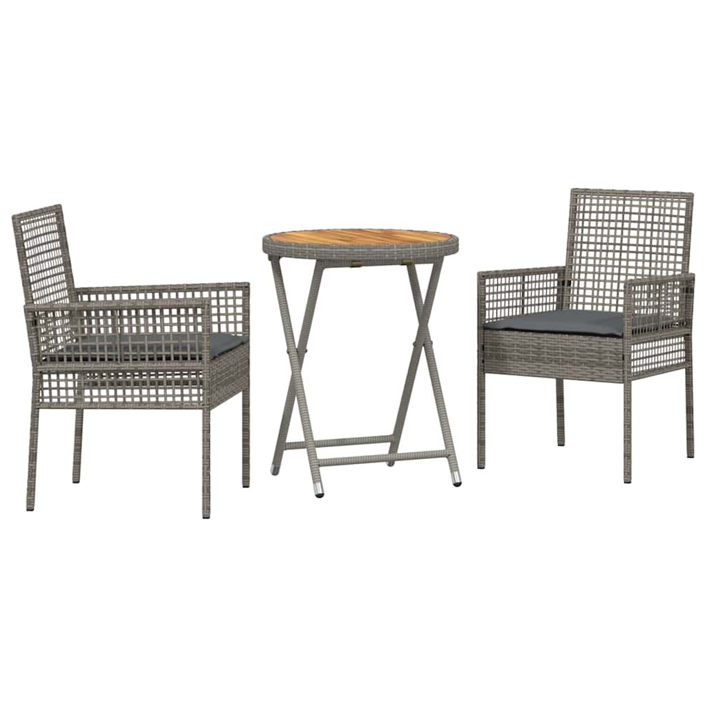 vidaXL Zestaw Bistro Ogrodowego 3 pcs Szary polirattan