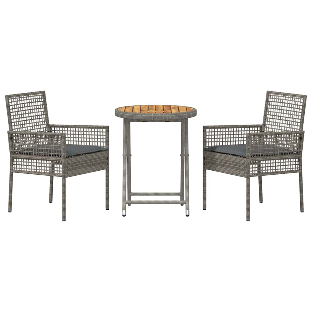 vidaXL Zestaw Bistro Ogrodowego 3 pcs Szary polirattan