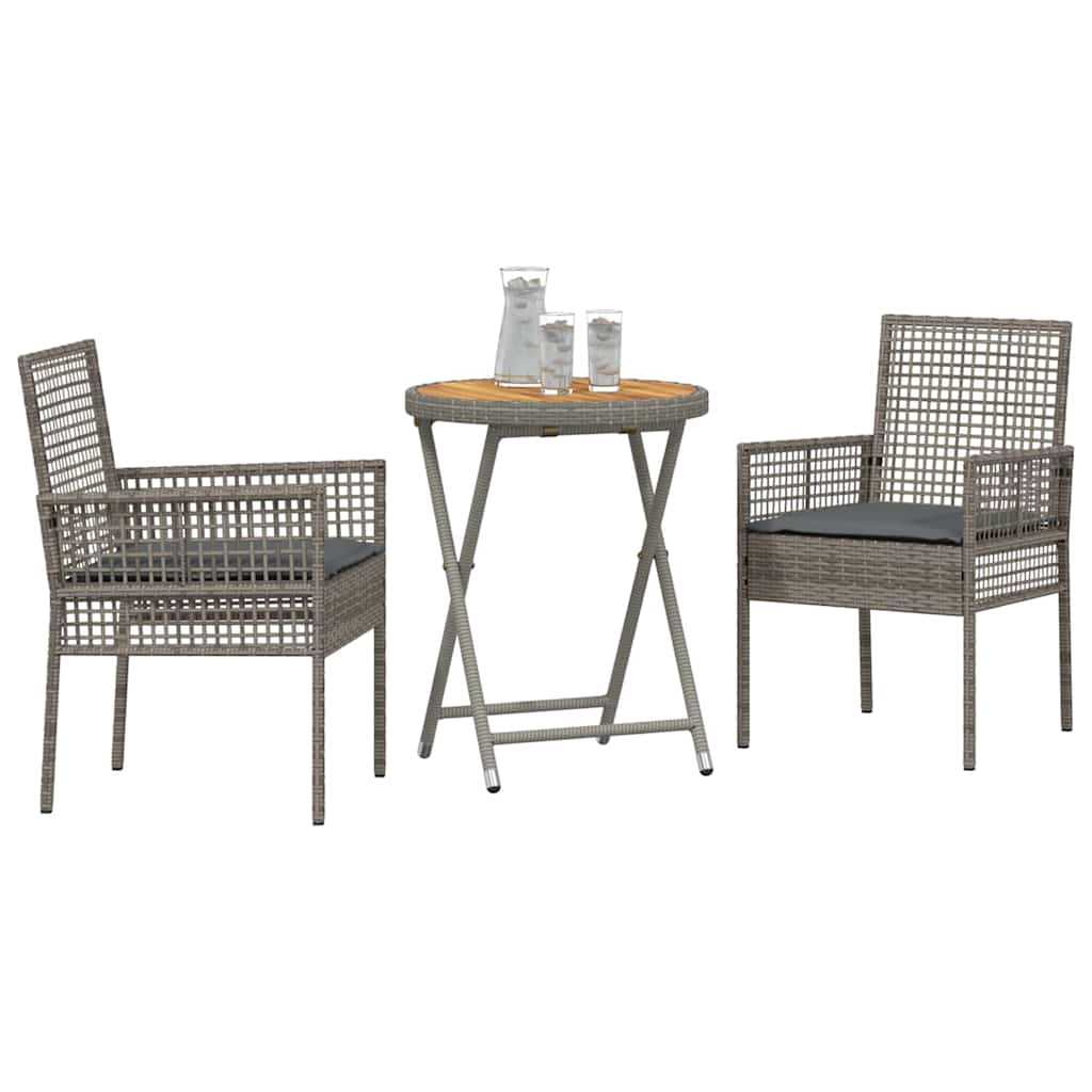vidaXL Zestaw Bistro Ogrodowego 3 pcs Szary polirattan