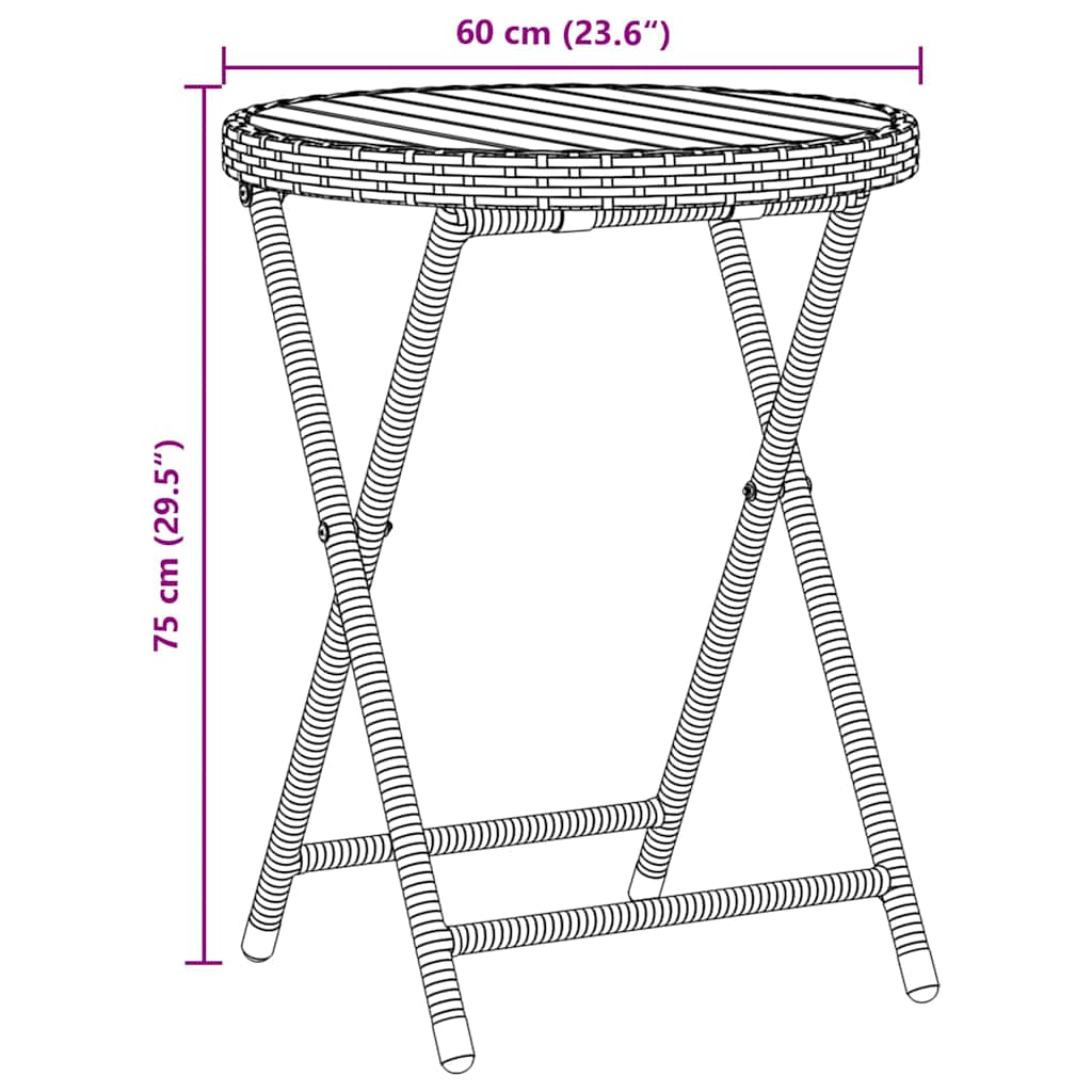 vidaXL Zestaw Bistro Ogrodowego 3 pcs Szary polirattan