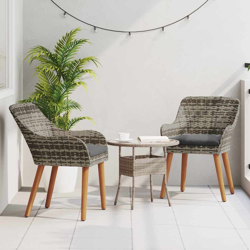 vidaXL Krzesło Ogrodowe 2 pcs Szary 62,5 x 55 x 82 cm polirattan