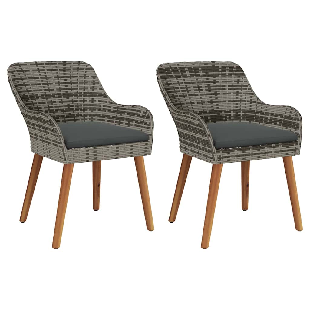 vidaXL Krzesło Ogrodowe 2 pcs Szary 62,5 x 55 x 82 cm polirattan