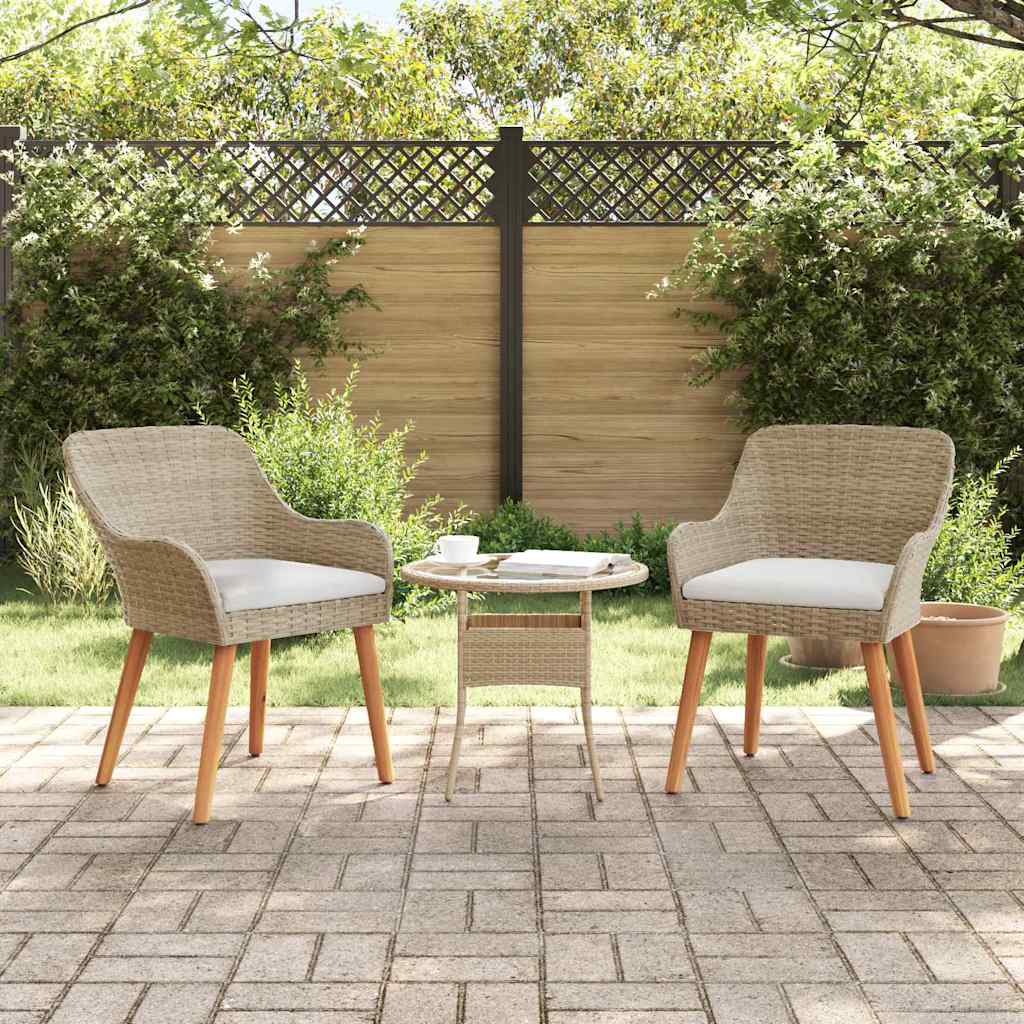 vidaXL Krzesło Ogrodowe 2 pcs Beżowy 62,5 x 55 x 82 cm polirattan